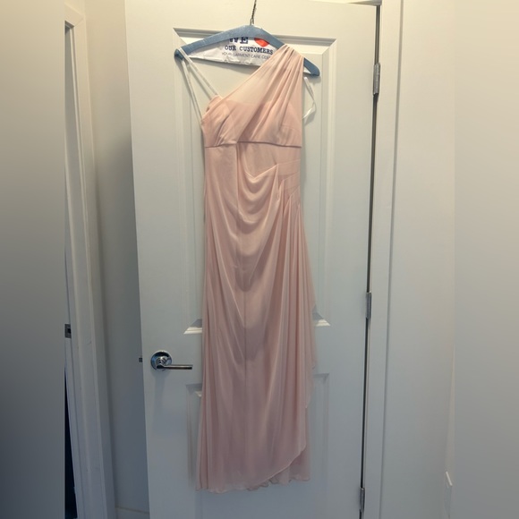 long mesh one shoulder illusion dress David's Bridal Purple Sz 4 EUC Ieena for Mac Duggal Lady Black Tie - Lizbeth